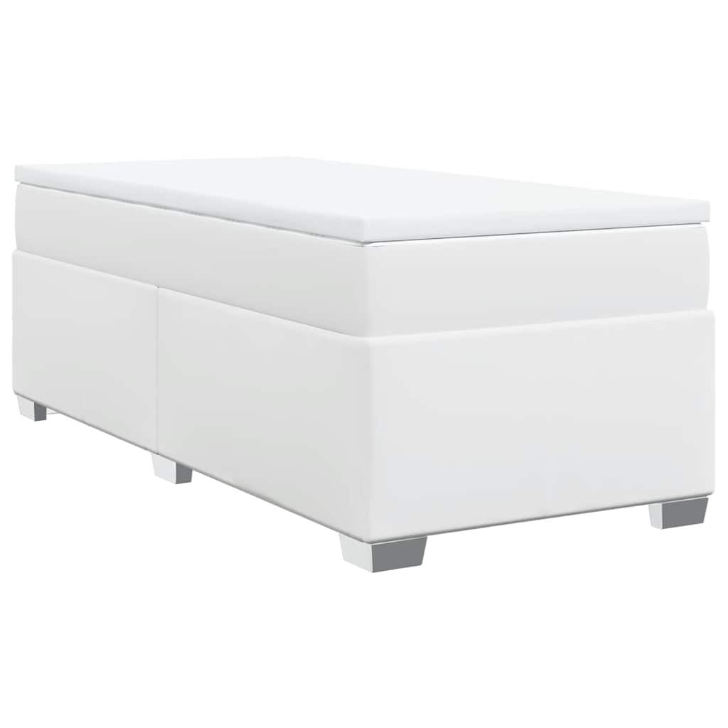vidaXL Box Spring Bed with Mattress White Twin XL Faux Leather