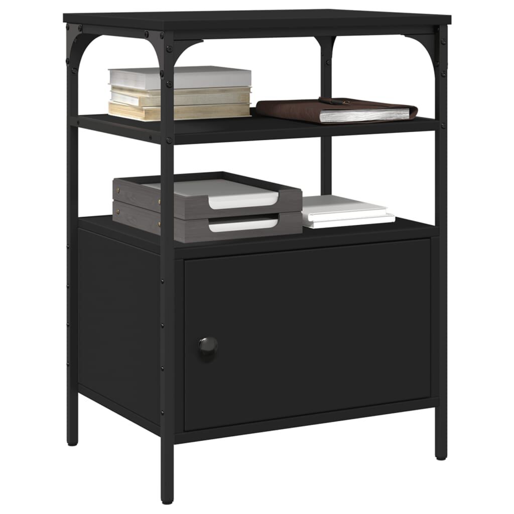 vidaXL Printer Stand 3-Tier Black 50x40x76 cm Engineered Wood