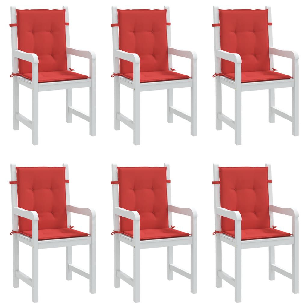 vidaXL Garden Lowback Chair Cushions 6 pcs Red 100x50x3 cm Oxford Fabric