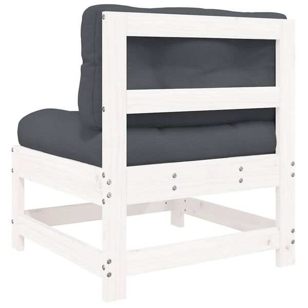 vidaXL Middle Sofas with Cushions 2 pcs White Solid Wood Pine