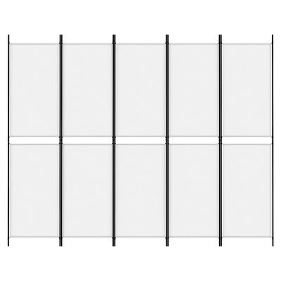 vidaXL 5-Panel Room Divider White 250x200 cm Fabric