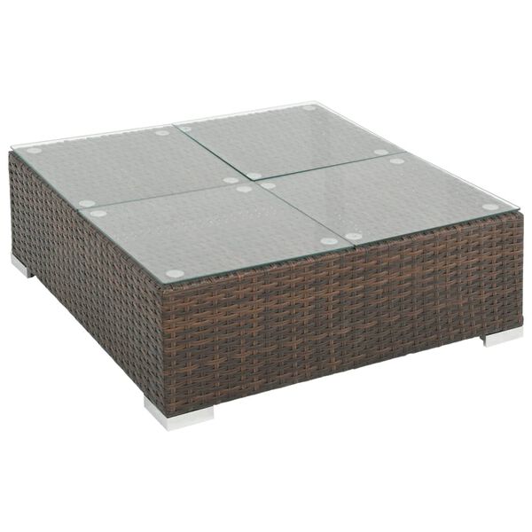 vidaXL 7 Piece Garden Lounge Set with Cushions Poly Rattan Brown