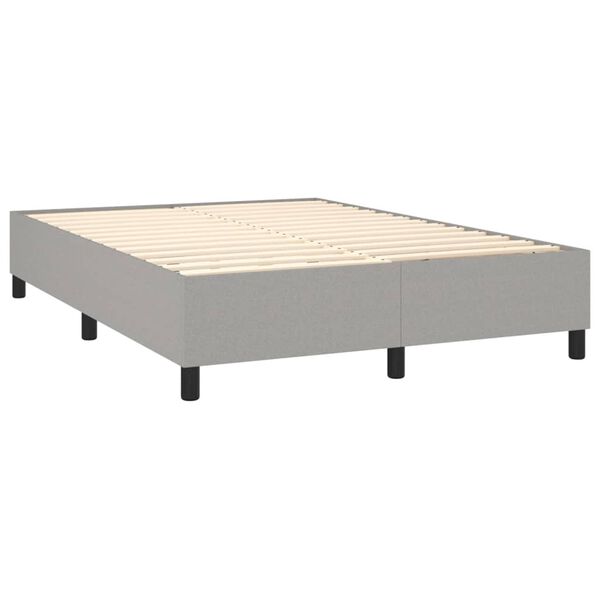 vidaXL Box Spring Bed with Mattress Light Grey 137x190 cm Full Fabric