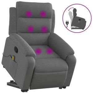 vidaXL Stand up Massage Recliner Chair Dark Grey Fabric