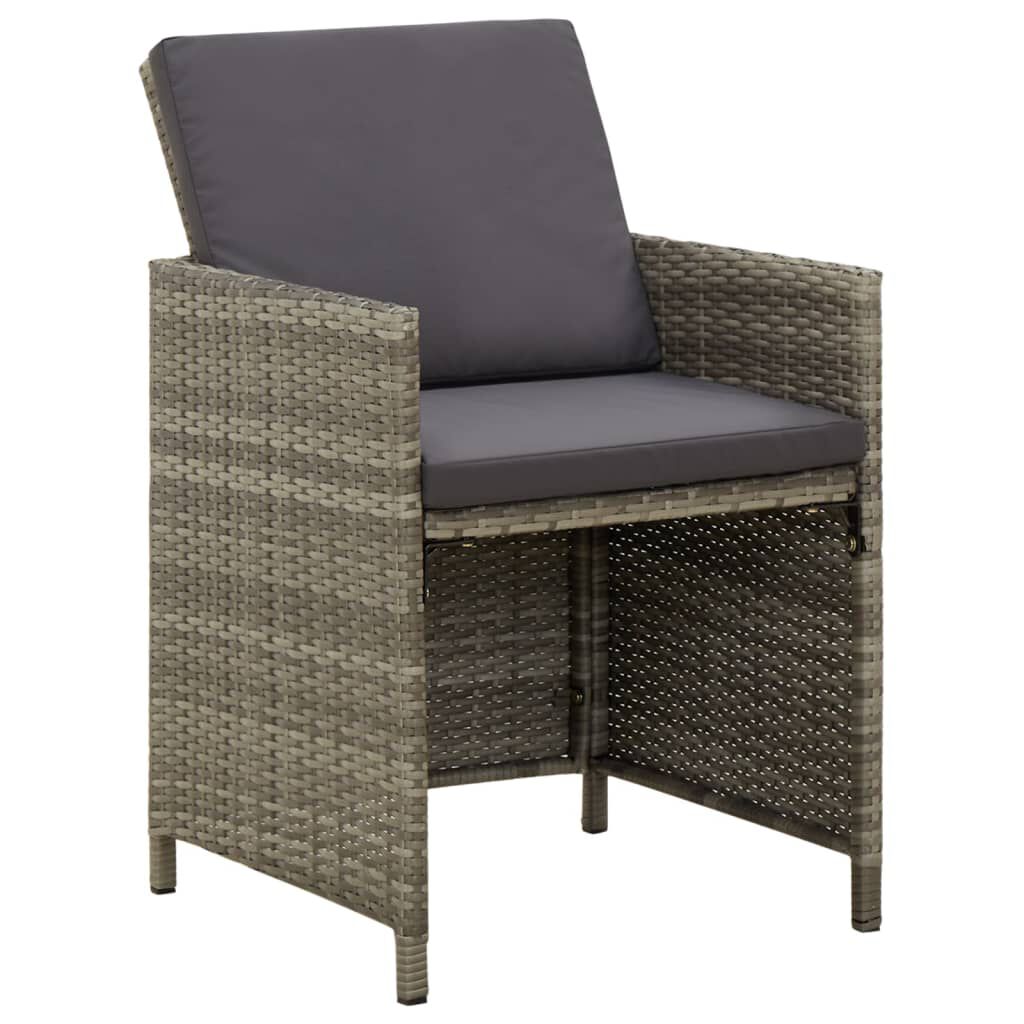 vidaXL Garden Chairs with Cushions 4 pcs Poly Rattan Grey