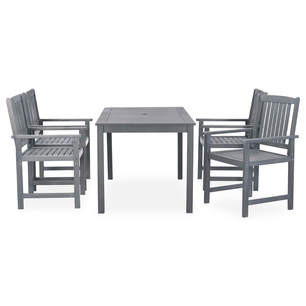 vidaXL 5 Piece Outdoor Dining Set Grey Solid Acacia Wood