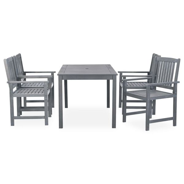 vidaXL 5 Piece Outdoor Dining Set Grey Solid Acacia Wood
