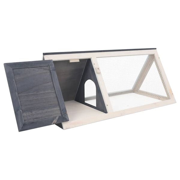 vidaXL Animal Rabbit Cage Grey Wood