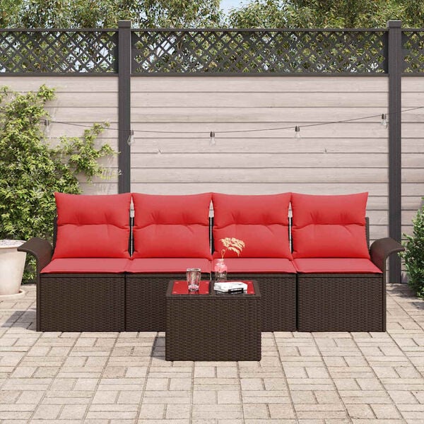vidaXL Garden Sofa Set 5 pcs Brown Poly rattan