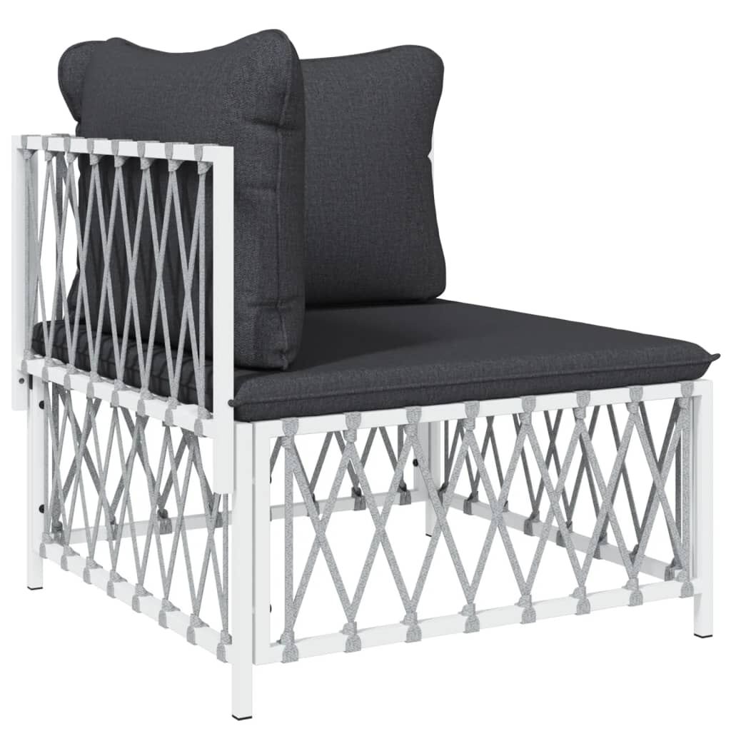 vidaXL 4 Piece Garden Lounge Set with Cushions White Steel