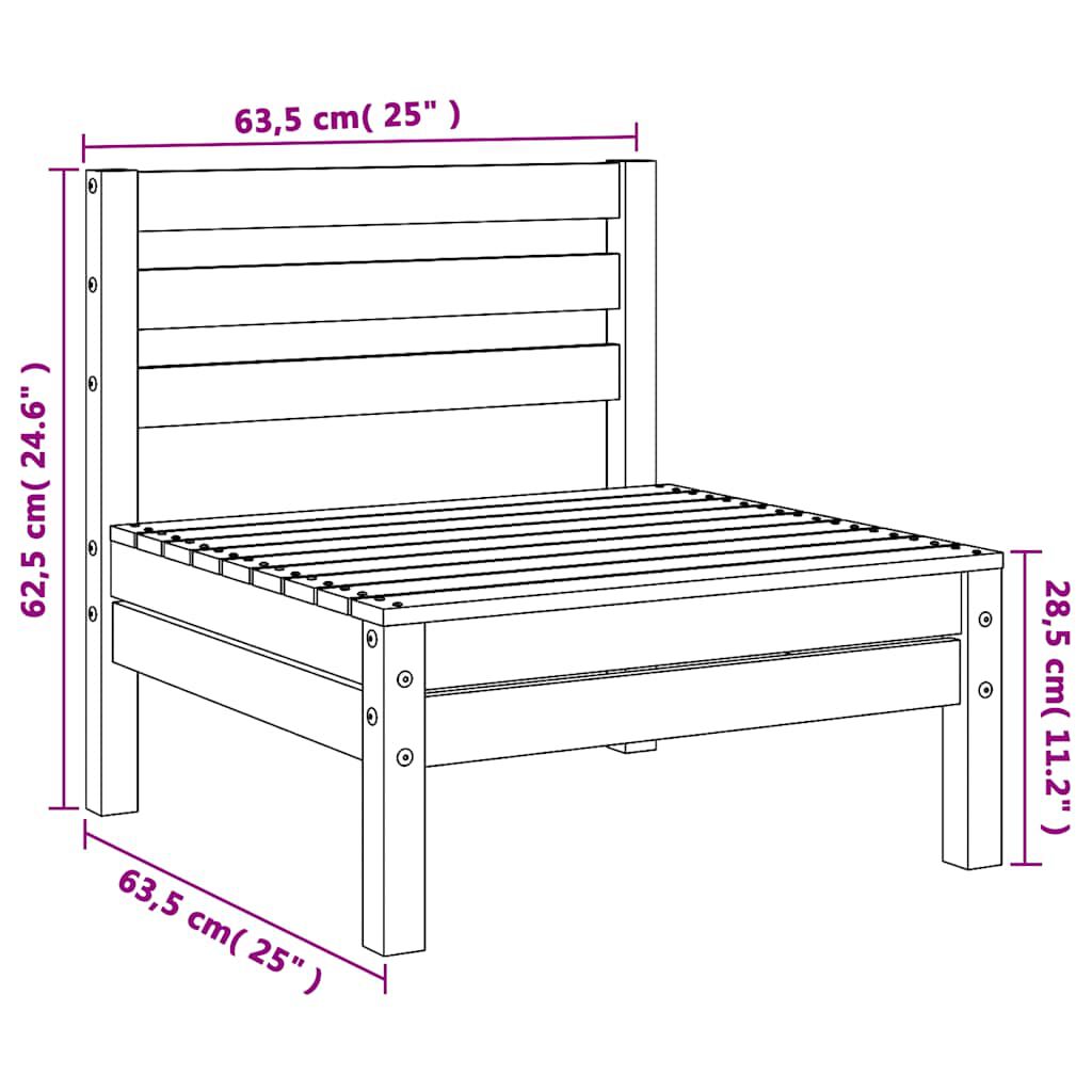 vidaXL Garden Middle Sofa Grey Solid Wood Pine