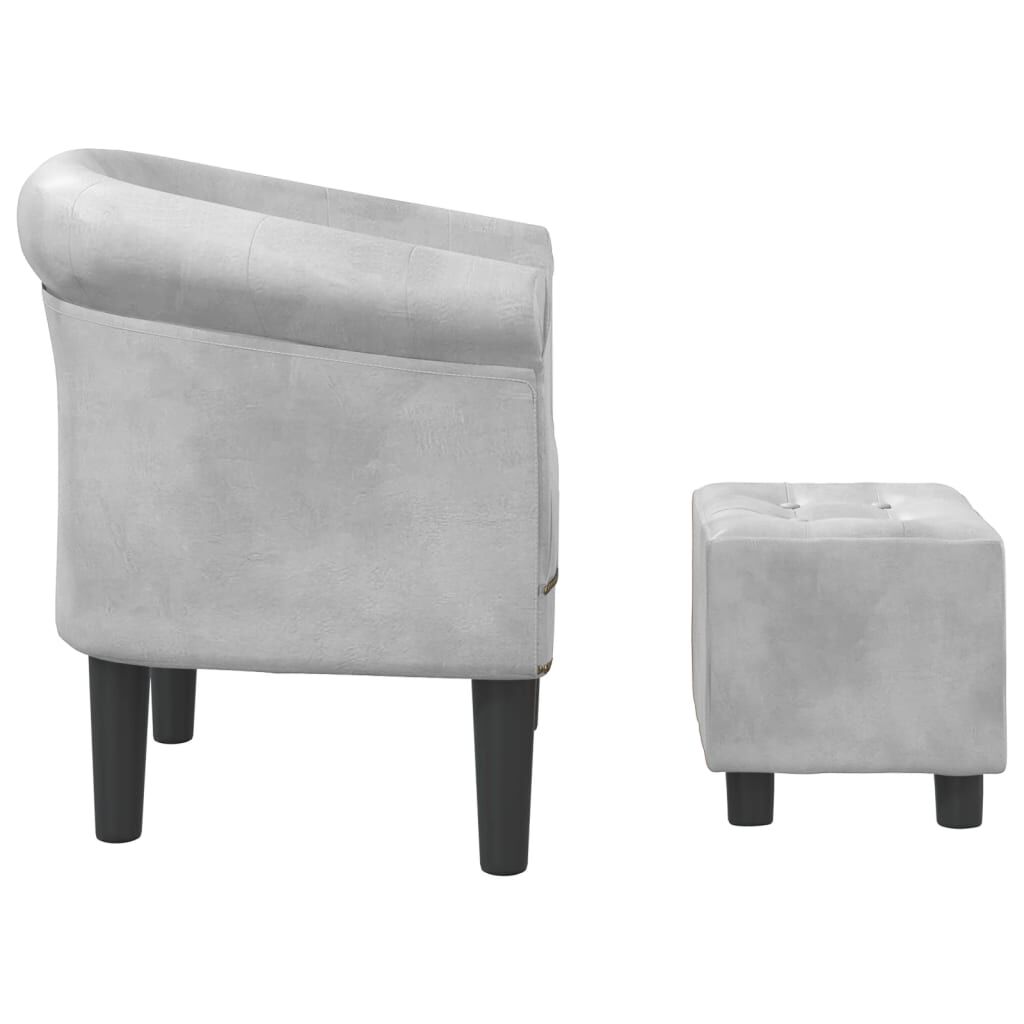 vidaXL Tub Chair with Footstool Silver Faux Leather