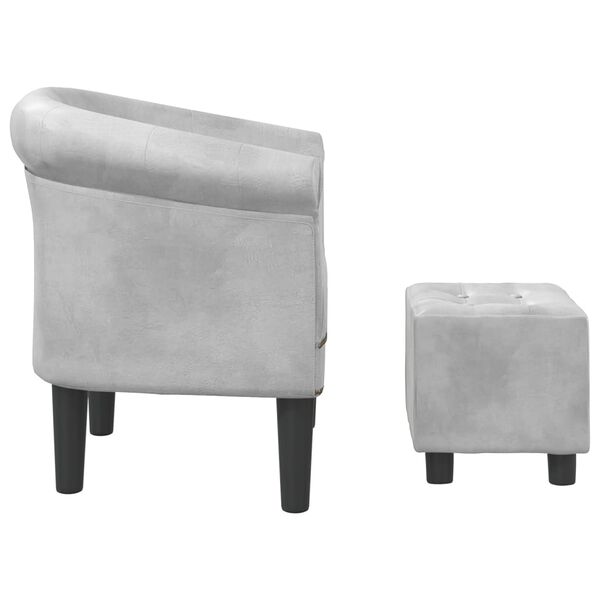 vidaXL Tub Chair with Footstool Silver Faux Leather