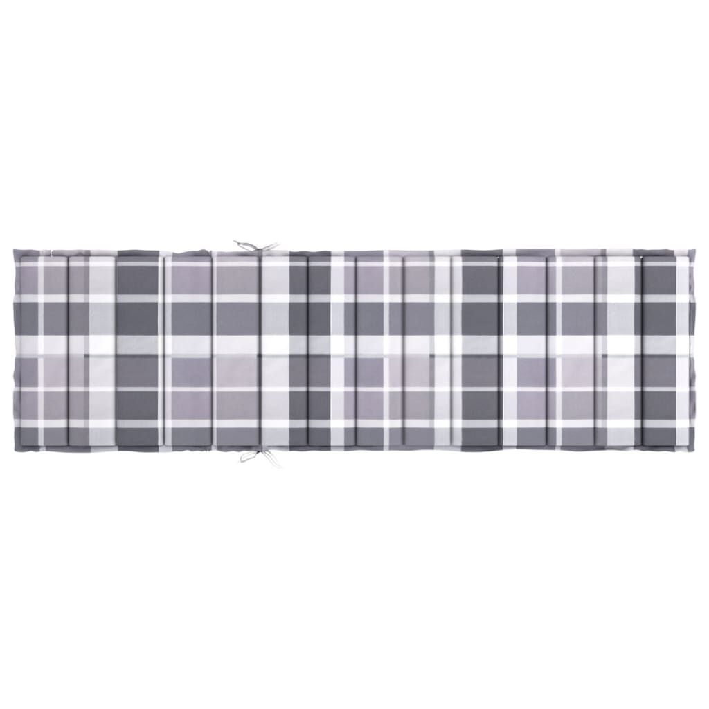 vidaXL Sun Lounger Cushion Grey Check Pattern 200x50x3cm Oxford Fabric