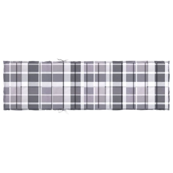 vidaXL Sun Lounger Cushion Grey Check Pattern 200x50x3cm Oxford Fabric