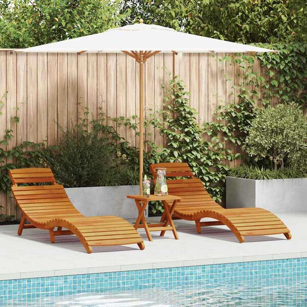 vidaXL Sun Lounger Solid Acacia Wood Brown