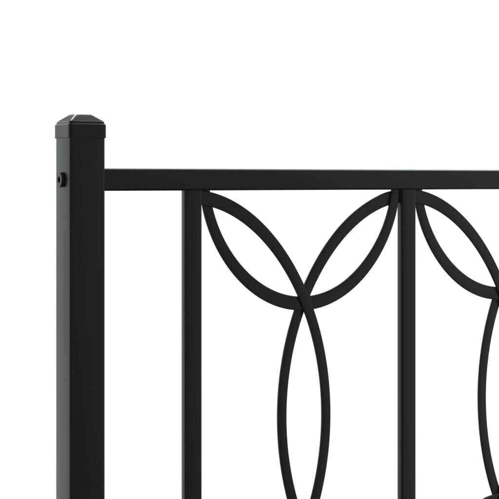 vidaXL Metal Bed Frame without Mattress with Headboard Black 193x203cm