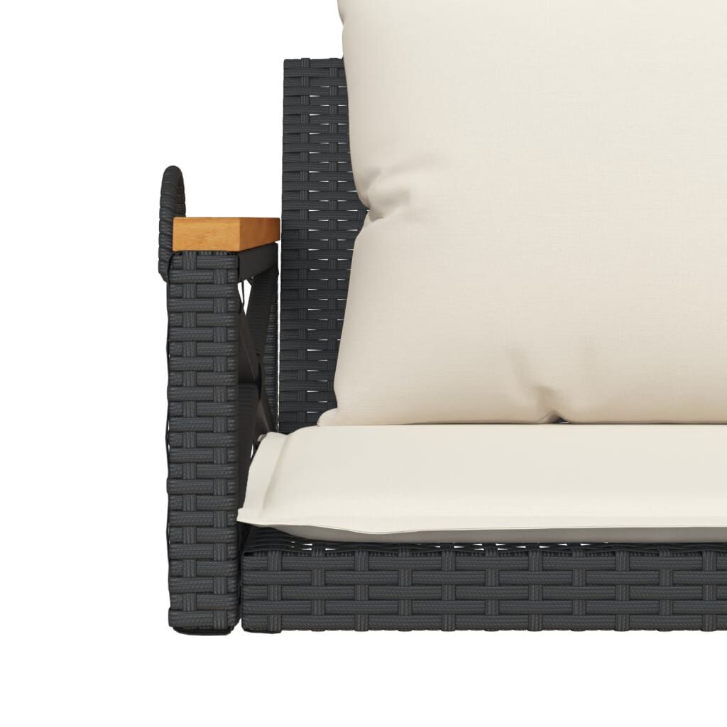 vidaXL Swing Bench with Cushions Black 109x62x40 cm Poly Rattan
