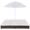 vidaXL Outdoor Lounge Bed with Umbrella Poly Rattan Brown