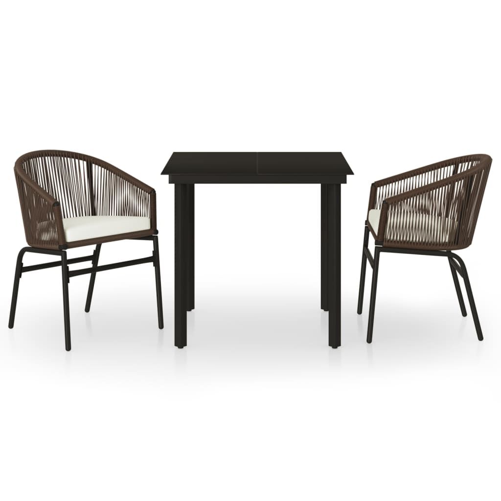 vidaXL 3 Piece Garden Dining Set Brown