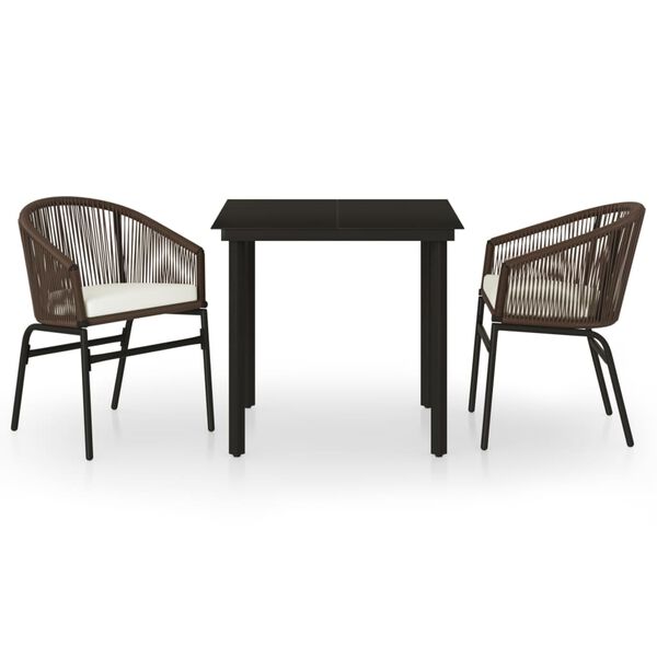 vidaXL 3 Piece Garden Dining Set Brown