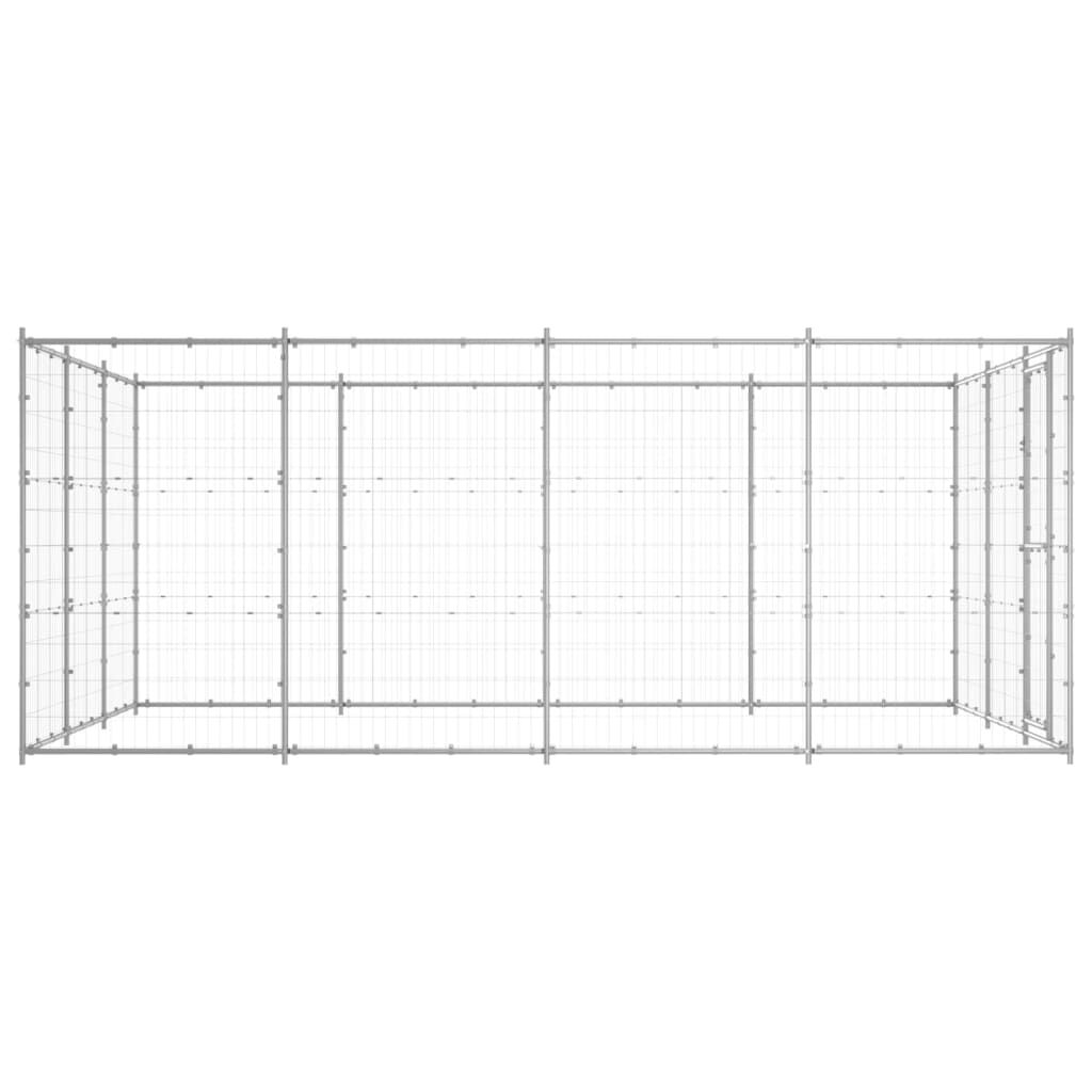 vidaXL Outdoor Dog Kennel Galvanised Steel 14.52 m²