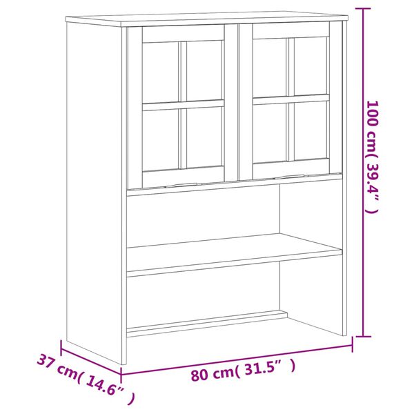 vidaXL Top for Highboard with Glass Doors FLAM Solid Wood Pine