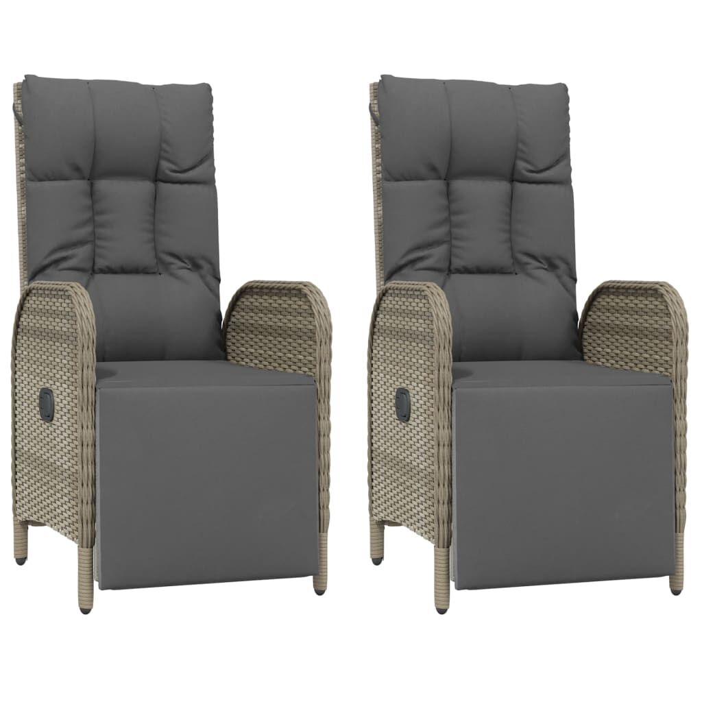 vidaXL 5 Piece Garden Dining Set with Cushions Black and Grey Poly Rattan