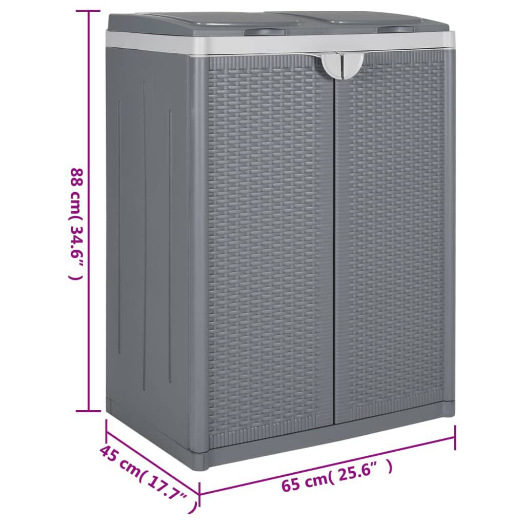 vidaXL Trash Bin with 2 Doors Grey 65x45x88 cm PP