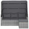 vidaXL 3-Seater Garden Sofa with Roof and Footstool Grey Poly Rattan