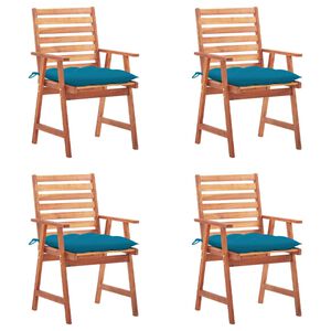 vidaXL Outdoor Dining Chairs 4 pcs with Cushions Solid Acacia Wood
