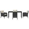 vidaXL Garden Dining Set with Cushion 5 pcs Black Poly Rattan