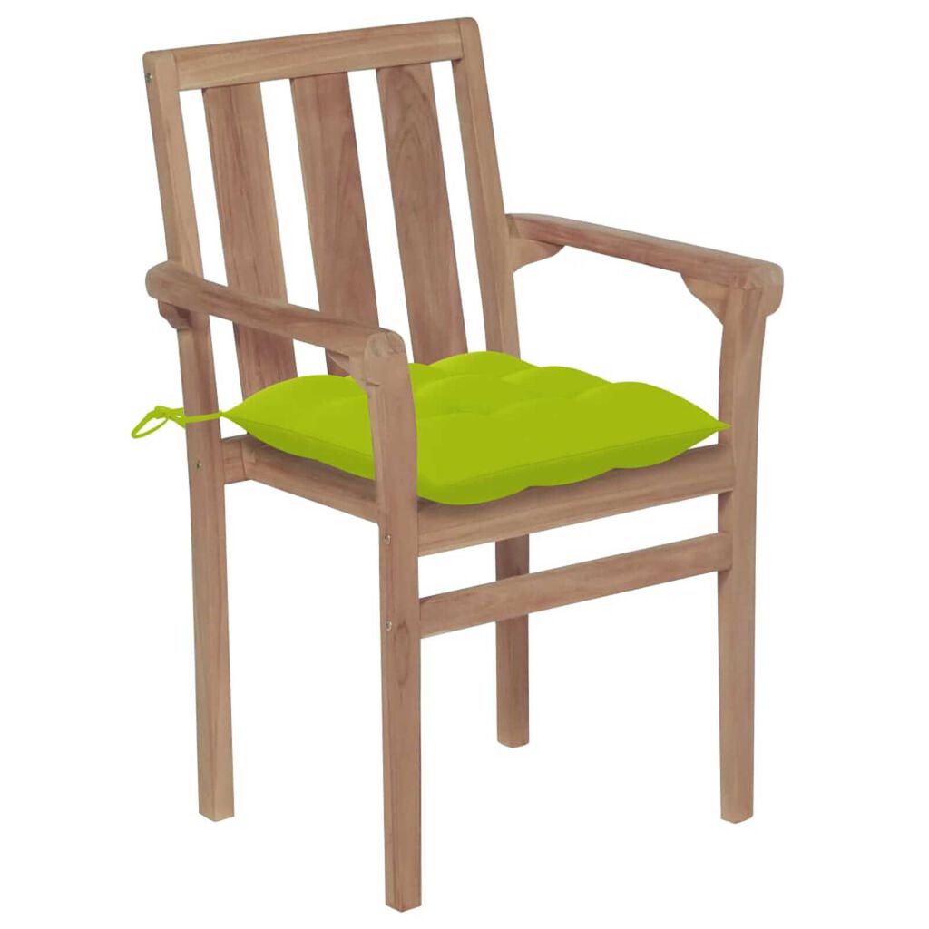 vidaXL Stackable Garden Chairs with Cushions 4 pcs Solid Teak Wood
