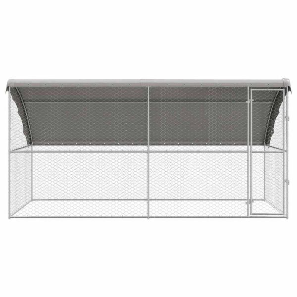vidaXL Dog Kennel with Storage 2 pcs Silver 4 x 2 x 2 m Steel