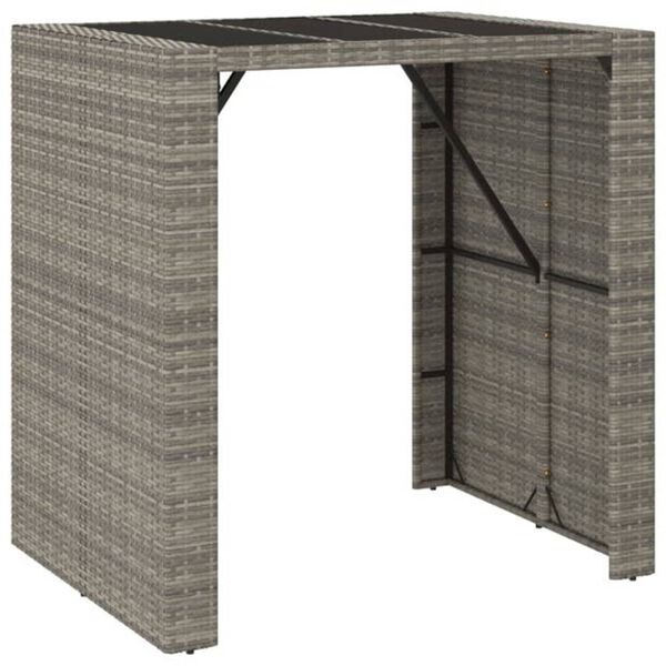 vidaXL 5 Piece Garden Bar Set Grey Poly Rattan