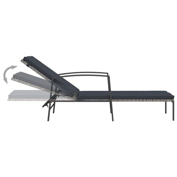 vidaXL Sun Loungers 2 pcs with Table Poly Rattan Grey