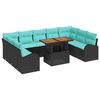 vidaXL Garden Sofa Set with Storage 10 pcs Black Poly rattan