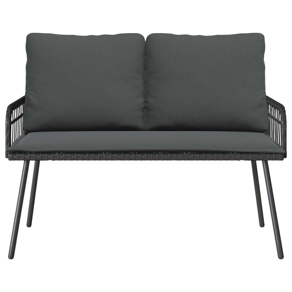 vidaXL Garden Bench Black 114x64x78 cm Poly Rattan