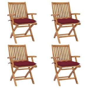 vidaXL Folding Garden Chairs with Cushions 4 pcs Solid Teak Wood
