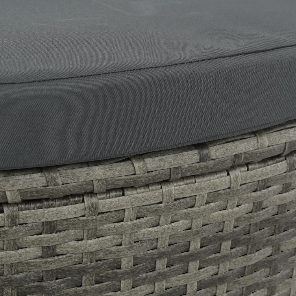 vidaXL 2 Seater Garden Sofa with Cushions and Parasol Grey Poly Rattan