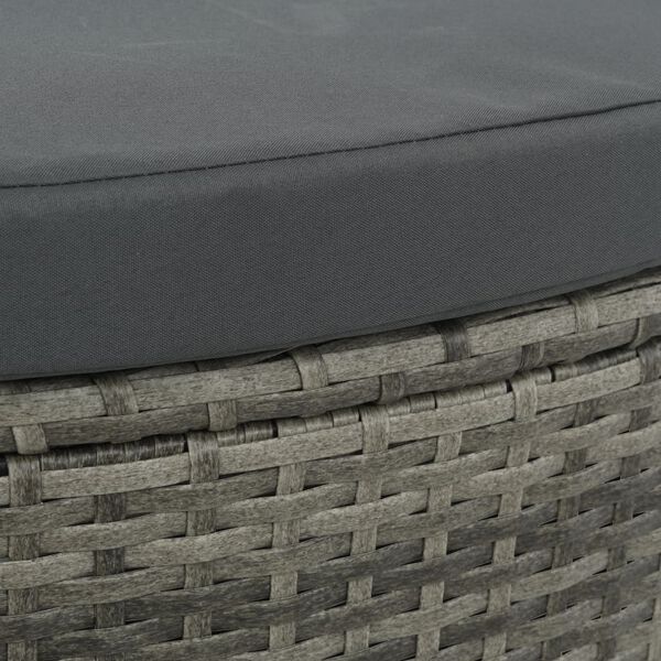 vidaXL 2 Seater Garden Sofa with Cushions and Parasol Grey Poly Rattan