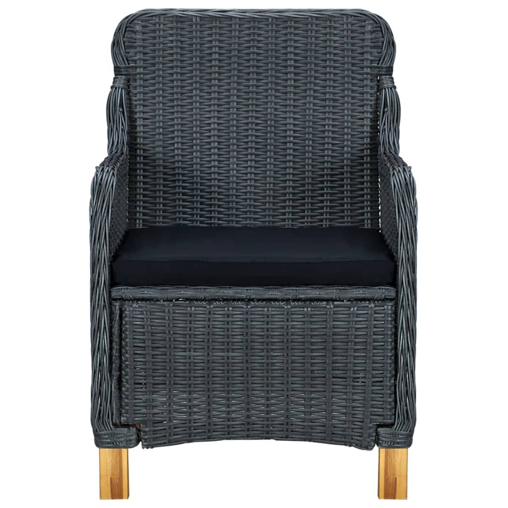 vidaXL 7 Piece Outdoor Dining Set with Cushions Poly Rattan Light Grey