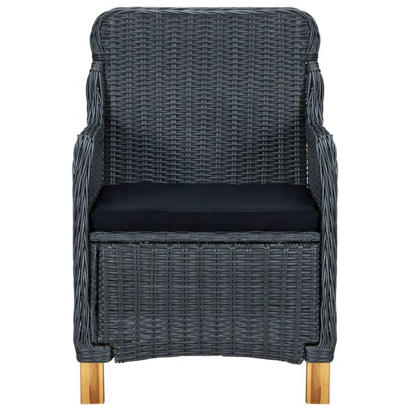 vidaXL 7 Piece Outdoor Dining Set with Cushions Poly Rattan Light Grey