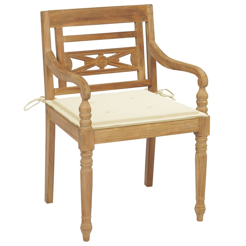 vidaXL Batavia Chairs with Cushions 4 pcs Solid Teak Wood