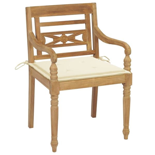 vidaXL Batavia Chairs with Cushions 4 pcs Solid Teak Wood