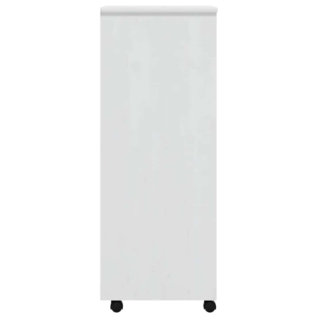 vidaXL Rolling Cabinet with Drawers MOSS White Solid Wood Pine