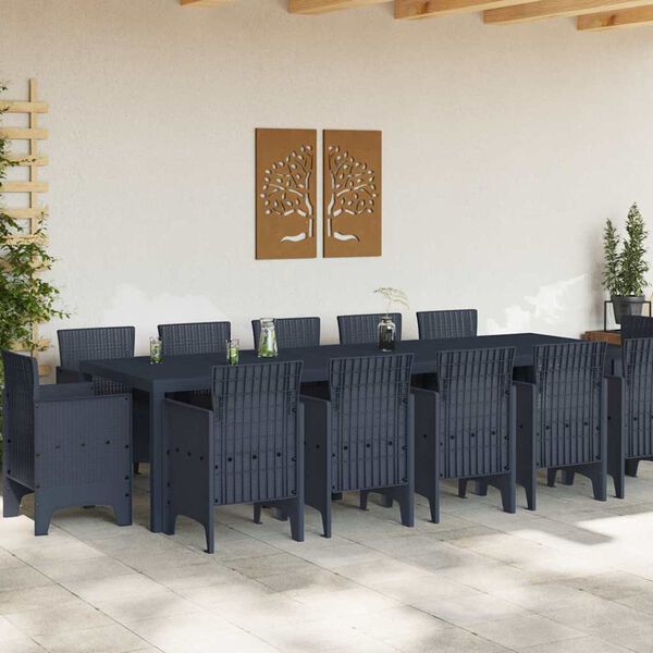 vidaXL Garden Dining Set 11 pcs Brown and Anthracite Rattan