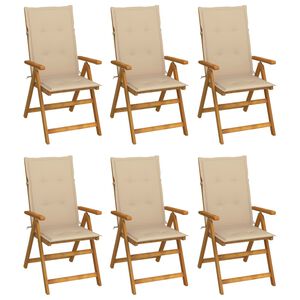 vidaXL Folding Garden Chairs 6 pcs with Cushions Solid Acacia Wood