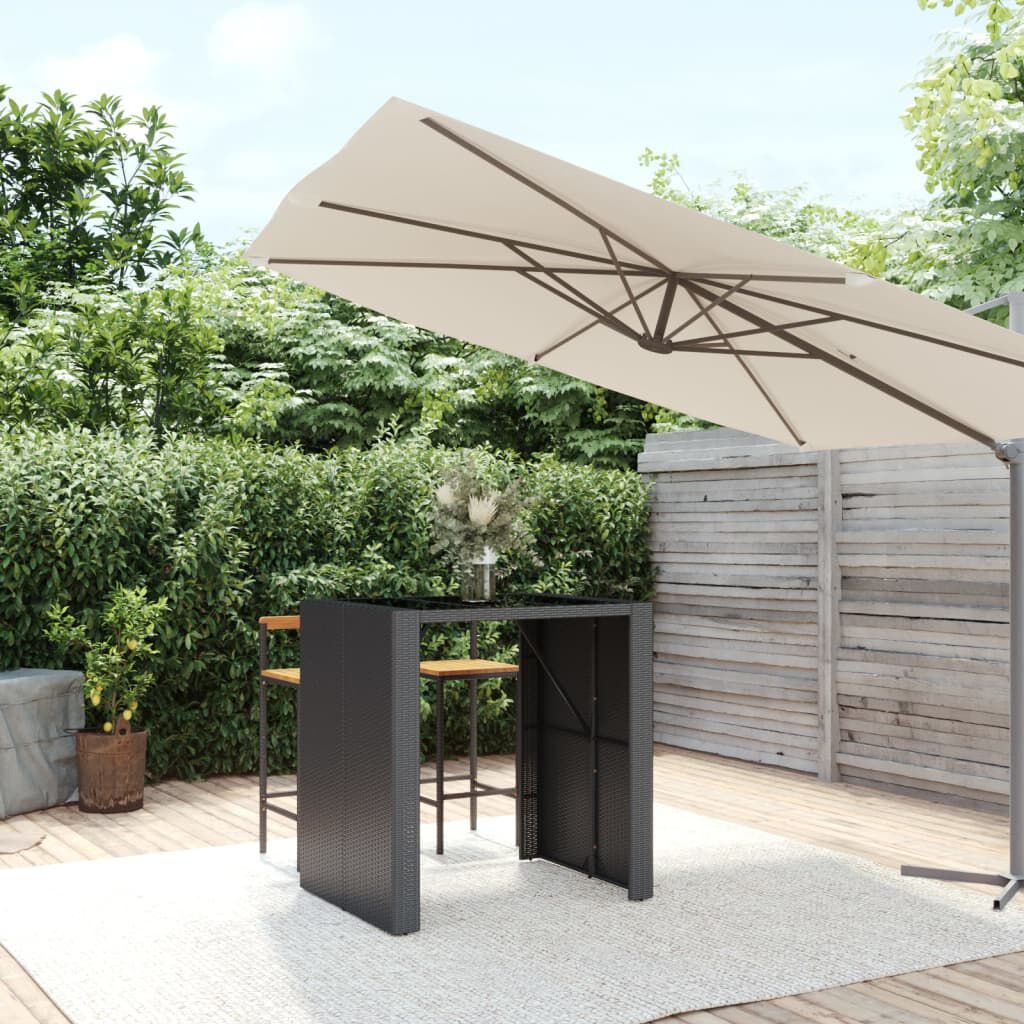 vidaXL Bar Table with Glass Top Black 105x80x110 cm Poly Rattan