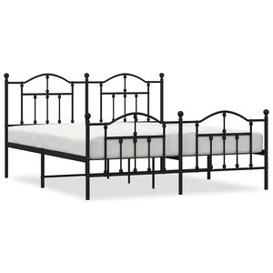 vidaXL Metal Bed Frame without Mattress with Footboard Black 183x213cm